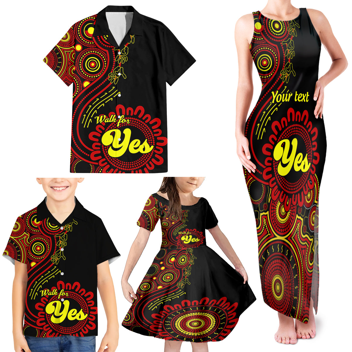 personalised-australia-walk-for-yes-family-matching-tank-maxi-dress-and-hawaiian-shirt-indigenous-voice-2023-aboriginal-red-vibe
