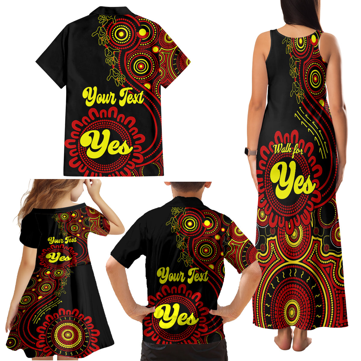 personalised-australia-walk-for-yes-family-matching-tank-maxi-dress-and-hawaiian-shirt-indigenous-voice-2023-aboriginal-red-vibe