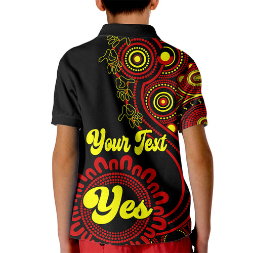 personalised-australia-walk-for-yes-kid-polo-shirt-indigenous-voice-2023-aboriginal-red-vibe