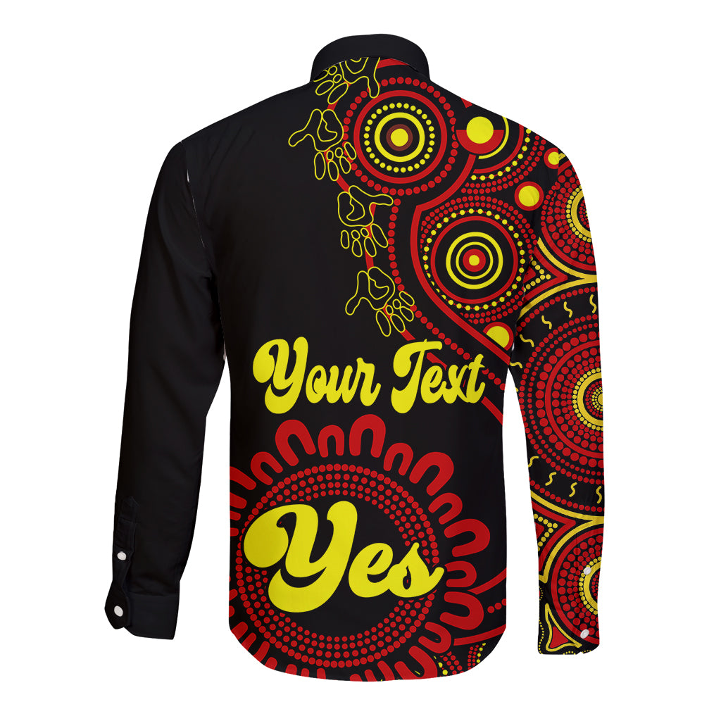 personalised-australia-walk-for-yes-long-sleeve-button-shirt-indigenous-voice-2023-aboriginal-red-vibe