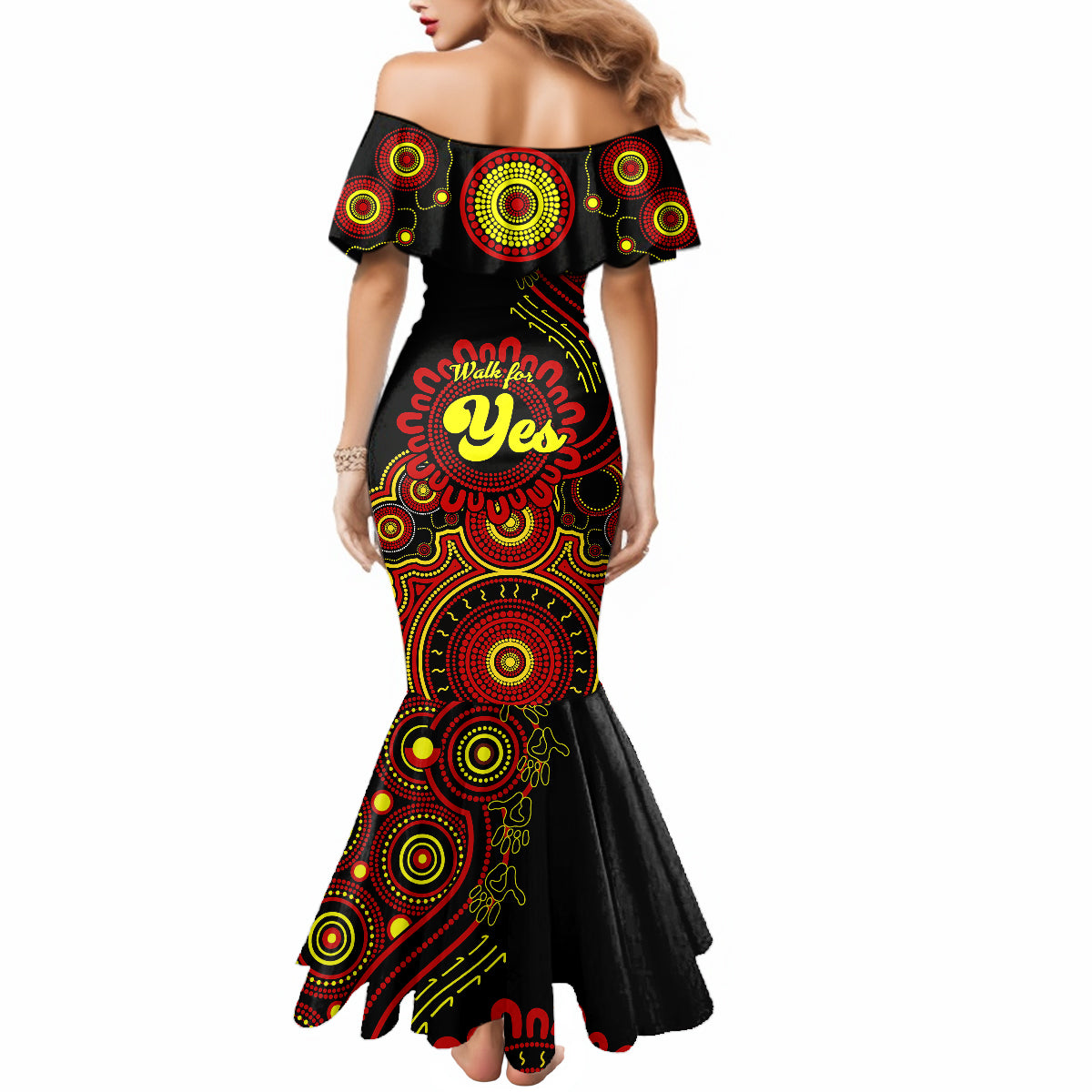 personalised-australia-walk-for-yes-mermaid-dress-indigenous-voice-2023-aboriginal-red-vibe