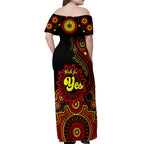 personalised-australia-walk-for-yes-off-shoulder-maxi-dress-indigenous-voice-2023-aboriginal-red-vibe