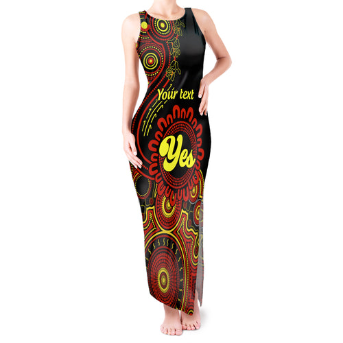 personalised-australia-walk-for-yes-tank-maxi-dress-indigenous-voice-2023-aboriginal-red-vibe