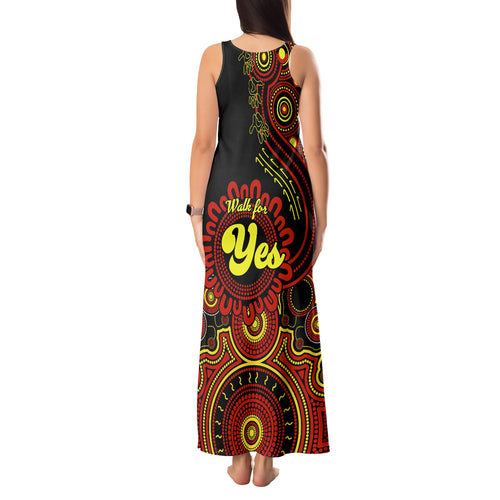 personalised-australia-walk-for-yes-tank-maxi-dress-indigenous-voice-2023-aboriginal-red-vibe