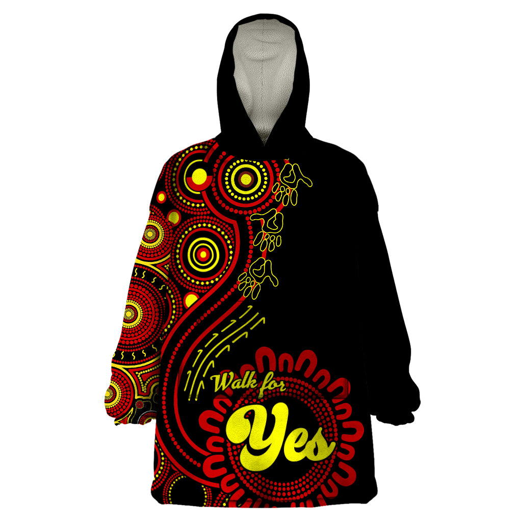 personalised-australia-walk-for-yes-wearable-blanket-hoodie-indigenous-voice-2023-aboriginal-red-vibe
