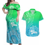 australia-walk-for-yes-couples-matching-off-shoulder-maxi-dress-and-hawaiian-shirt-indigenous-voice-2023-aboriginal-green-vibe