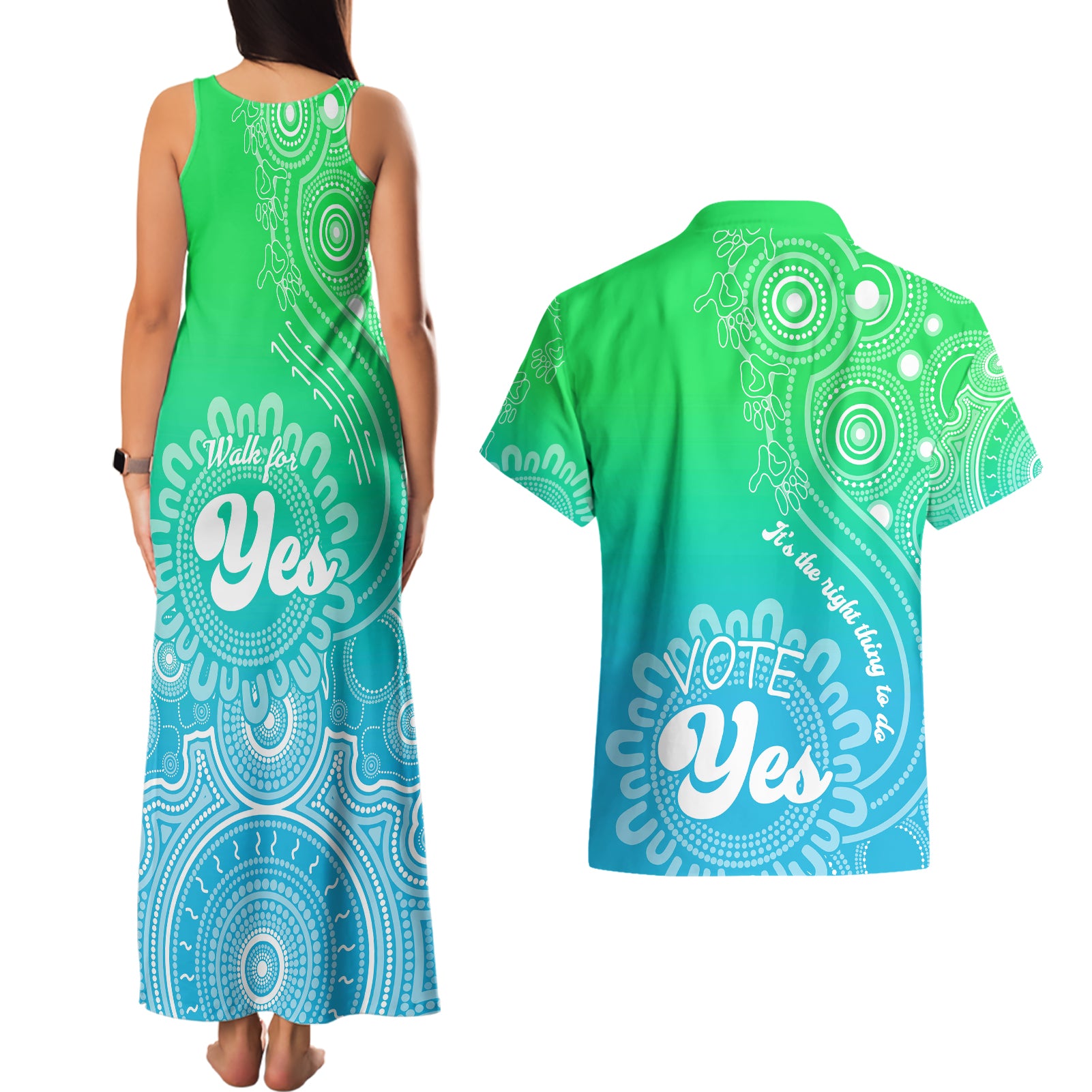 australia-walk-for-yes-couples-matching-tank-maxi-dress-and-hawaiian-shirt-indigenous-voice-2023-aboriginal-green-vibe