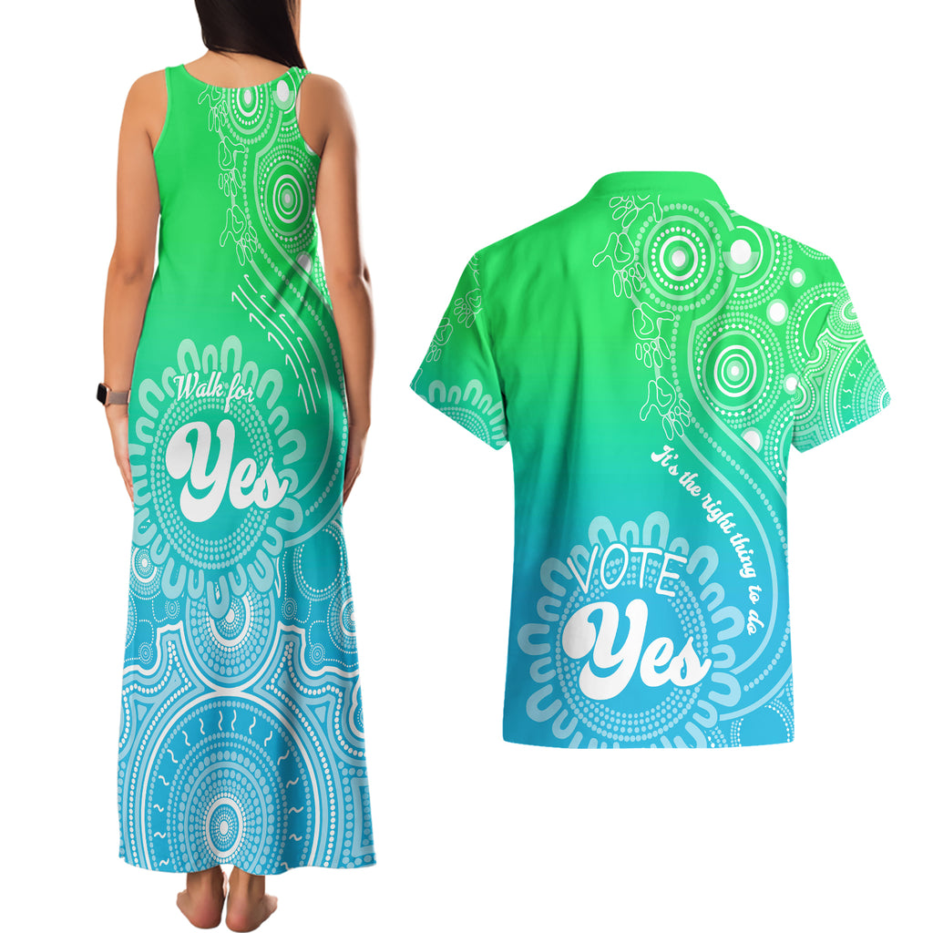 australia-walk-for-yes-couples-matching-tank-maxi-dress-and-hawaiian-shirt-indigenous-voice-2023-aboriginal-green-vibe