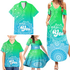 australia-walk-for-yes-family-matching-summer-maxi-dress-and-hawaiian-shirt-indigenous-voice-2023-aboriginal-green-vibe