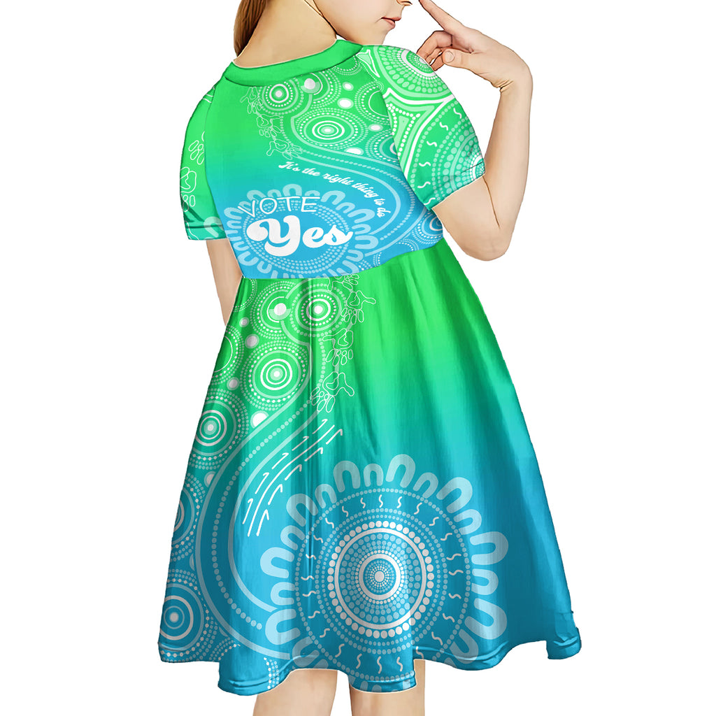 australia-walk-for-yes-kid-short-sleeve-dress-indigenous-voice-2023-aboriginal-green-vibe