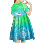 australia-walk-for-yes-kid-short-sleeve-dress-indigenous-voice-2023-aboriginal-green-vibe