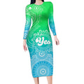 australia-walk-for-yes-long-sleeve-bodycon-dress-indigenous-voice-2023-aboriginal-green-vibe