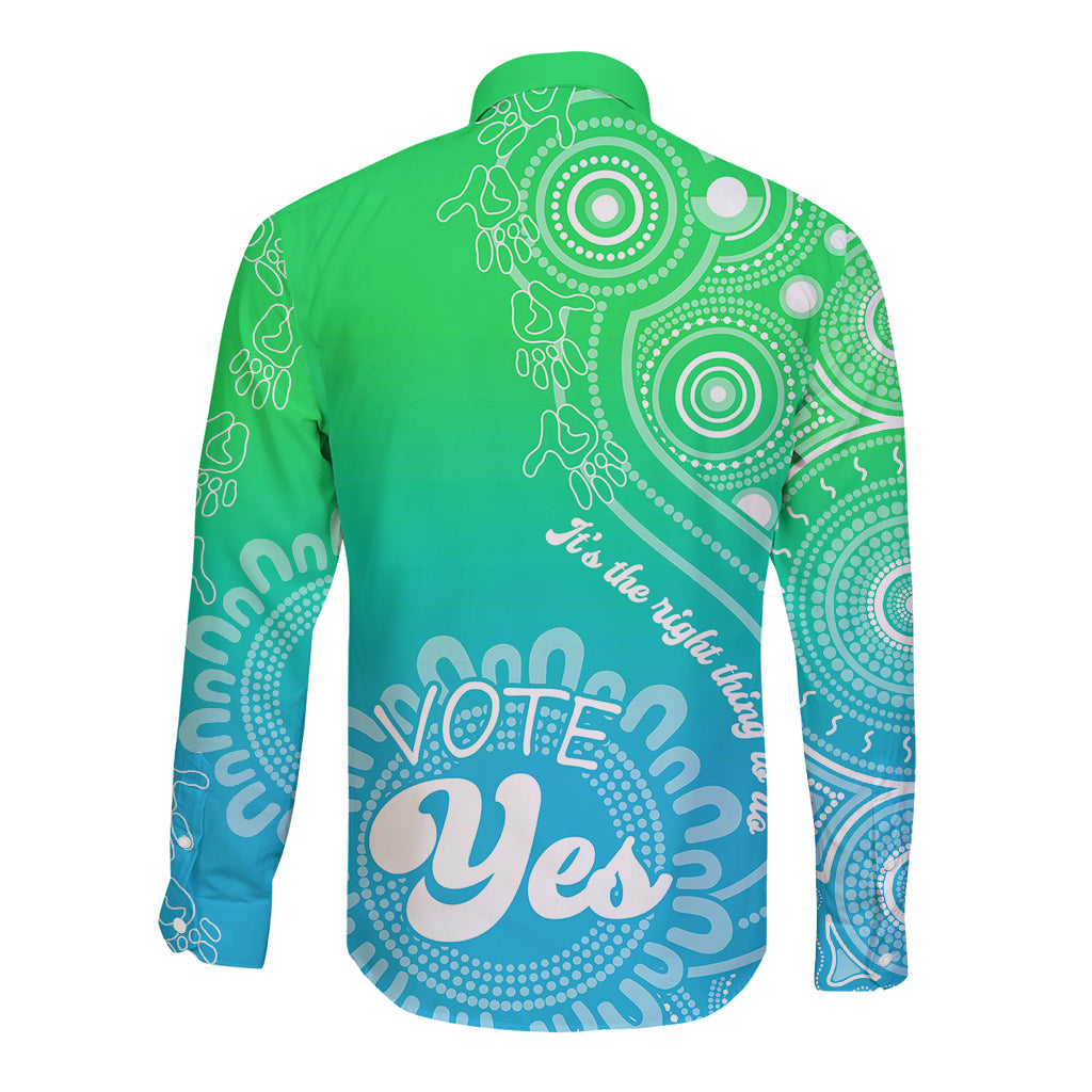 australia-walk-for-yes-long-sleeve-button-shirt-indigenous-voice-2023-aboriginal-green-vibe