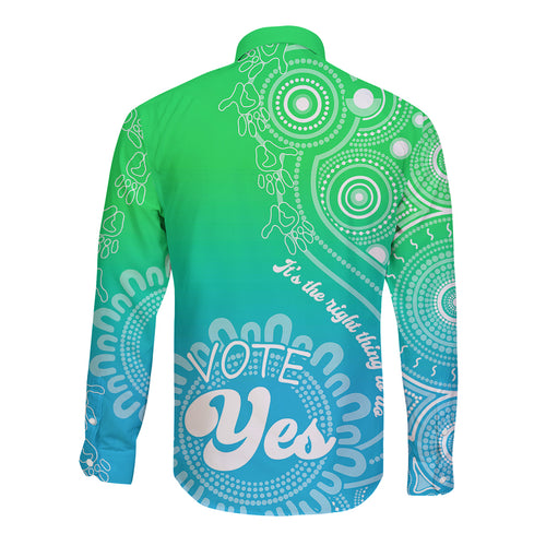 australia-walk-for-yes-long-sleeve-button-shirt-indigenous-voice-2023-aboriginal-green-vibe