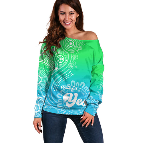 australia-walk-for-yes-off-shoulder-sweater-indigenous-voice-2023-aboriginal-green-vibe