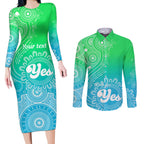 personalised-australia-walk-for-yes-couples-matching-long-sleeve-bodycon-dress-and-long-sleeve-button-shirts-indigenous-voice-2023-aboriginal-green-vibe