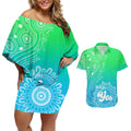 personalised-australia-walk-for-yes-couples-matching-off-shoulder-short-dress-and-hawaiian-shirt-indigenous-voice-2023-aboriginal-green-vibe