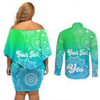 personalised-australia-walk-for-yes-couples-matching-off-shoulder-short-dress-and-long-sleeve-button-shirts-indigenous-voice-2023-aboriginal-green-vibe