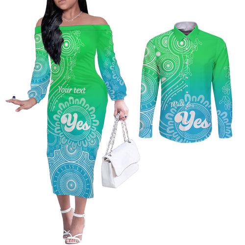 personalised-australia-walk-for-yes-couples-matching-off-the-shoulder-long-sleeve-dress-and-long-sleeve-button-shirts-indigenous-voice-2023-aboriginal-green-vibe
