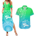 personalised-australia-walk-for-yes-couples-matching-summer-maxi-dress-and-hawaiian-shirt-indigenous-voice-2023-aboriginal-green-vibe