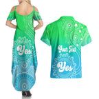 personalised-australia-walk-for-yes-couples-matching-summer-maxi-dress-and-hawaiian-shirt-indigenous-voice-2023-aboriginal-green-vibe