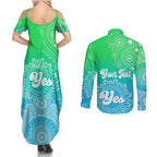 personalised-australia-walk-for-yes-couples-matching-summer-maxi-dress-and-long-sleeve-button-shirts-indigenous-voice-2023-aboriginal-green-vibe