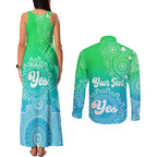 personalised-australia-walk-for-yes-couples-matching-tank-maxi-dress-and-long-sleeve-button-shirts-indigenous-voice-2023-aboriginal-green-vibe