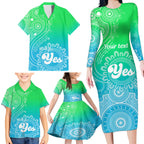 personalised-australia-walk-for-yes-family-matching-long-sleeve-bodycon-dress-and-hawaiian-shirt-indigenous-voice-2023-aboriginal-green-vibe