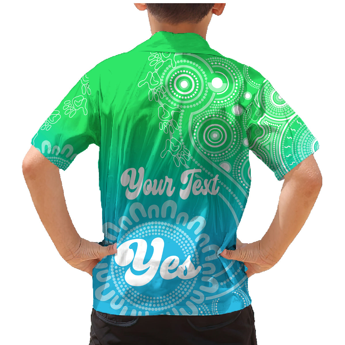 personalised-australia-walk-for-yes-family-matching-mermaid-dress-and-hawaiian-shirt-indigenous-voice-2023-aboriginal-green-vibe