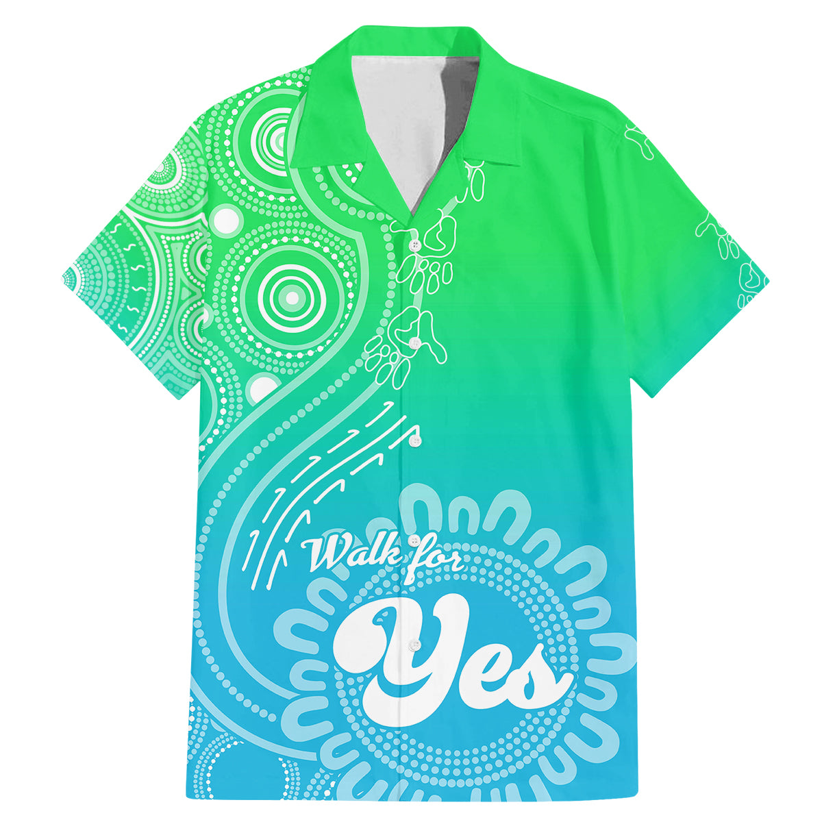 personalised-australia-walk-for-yes-family-matching-mermaid-dress-and-hawaiian-shirt-indigenous-voice-2023-aboriginal-green-vibe