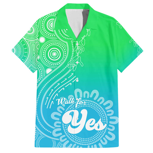personalised-australia-walk-for-yes-family-matching-off-shoulder-short-dress-and-hawaiian-shirt-indigenous-voice-2023-aboriginal-green-vibe