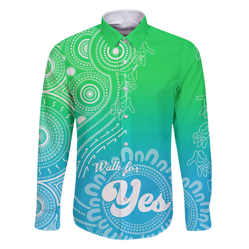 personalised-australia-walk-for-yes-family-matching-off-shoulder-short-dress-and-hawaiian-shirt-indigenous-voice-2023-aboriginal-green-vibe