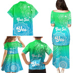personalised-australia-walk-for-yes-family-matching-puletasi-dress-and-hawaiian-shirt-indigenous-voice-2023-aboriginal-green-vibe