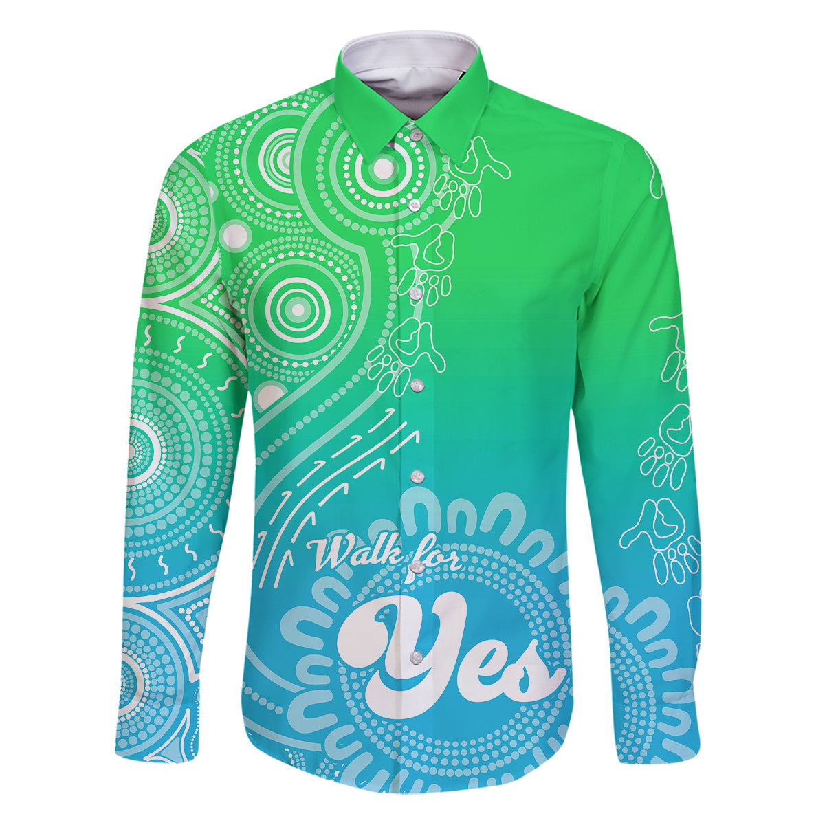 personalised-australia-walk-for-yes-family-matching-puletasi-dress-and-hawaiian-shirt-indigenous-voice-2023-aboriginal-green-vibe