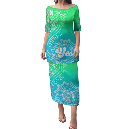 personalised-australia-walk-for-yes-family-matching-puletasi-dress-and-hawaiian-shirt-indigenous-voice-2023-aboriginal-green-vibe