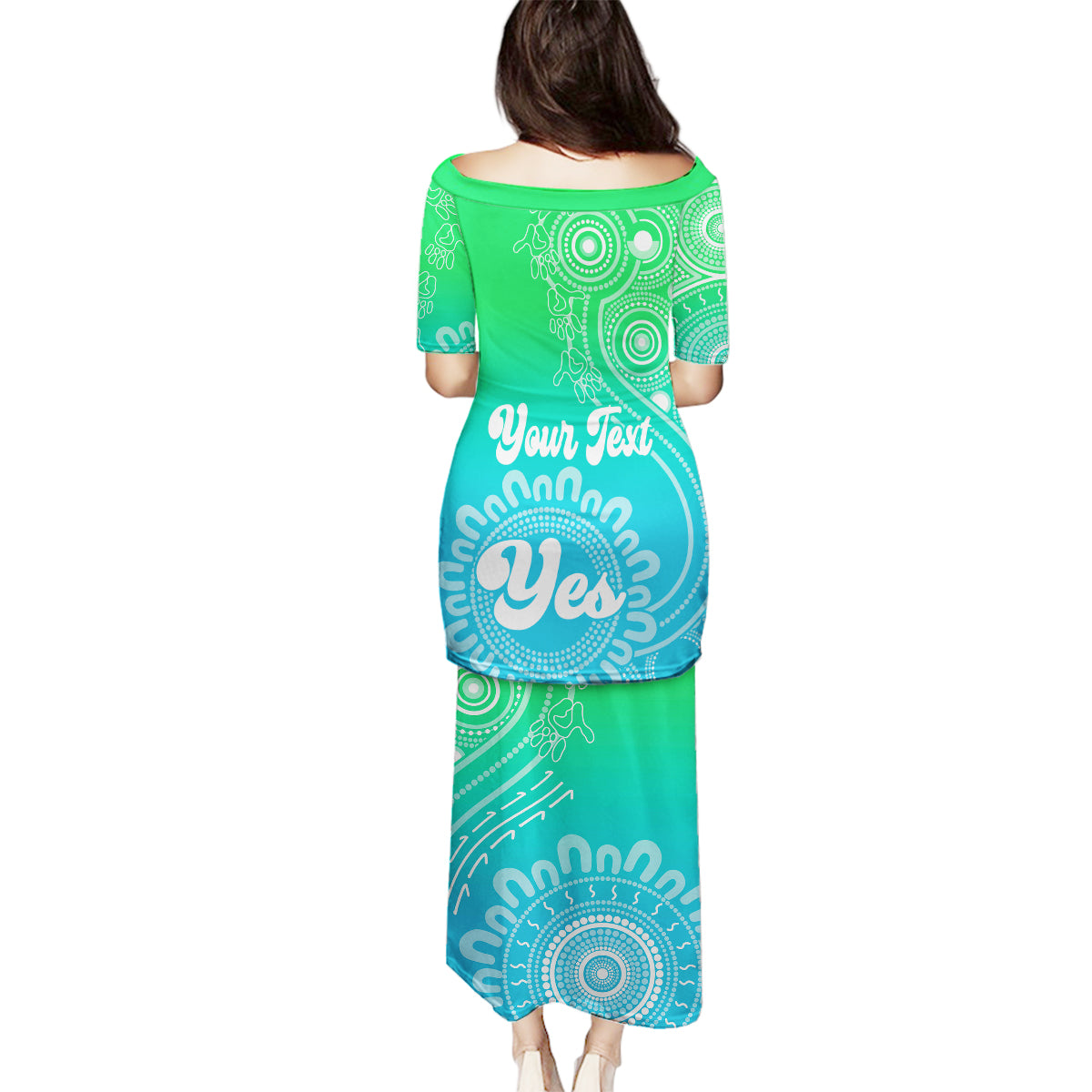 personalised-australia-walk-for-yes-family-matching-puletasi-dress-and-hawaiian-shirt-indigenous-voice-2023-aboriginal-green-vibe