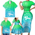 personalised-australia-walk-for-yes-family-matching-short-sleeve-bodycon-dress-and-hawaiian-shirt-indigenous-voice-2023-aboriginal-green-vibe