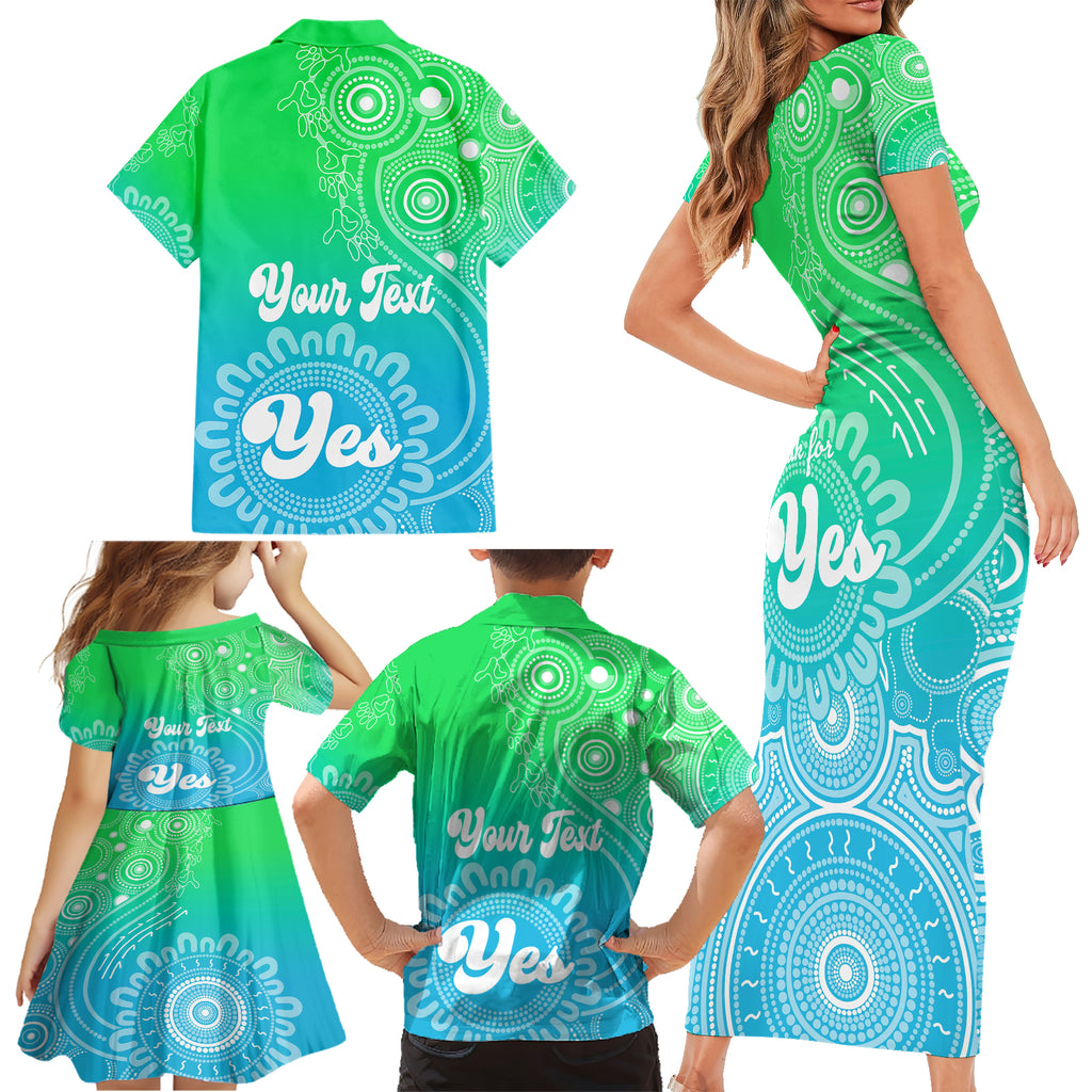 personalised-australia-walk-for-yes-family-matching-short-sleeve-bodycon-dress-and-hawaiian-shirt-indigenous-voice-2023-aboriginal-green-vibe