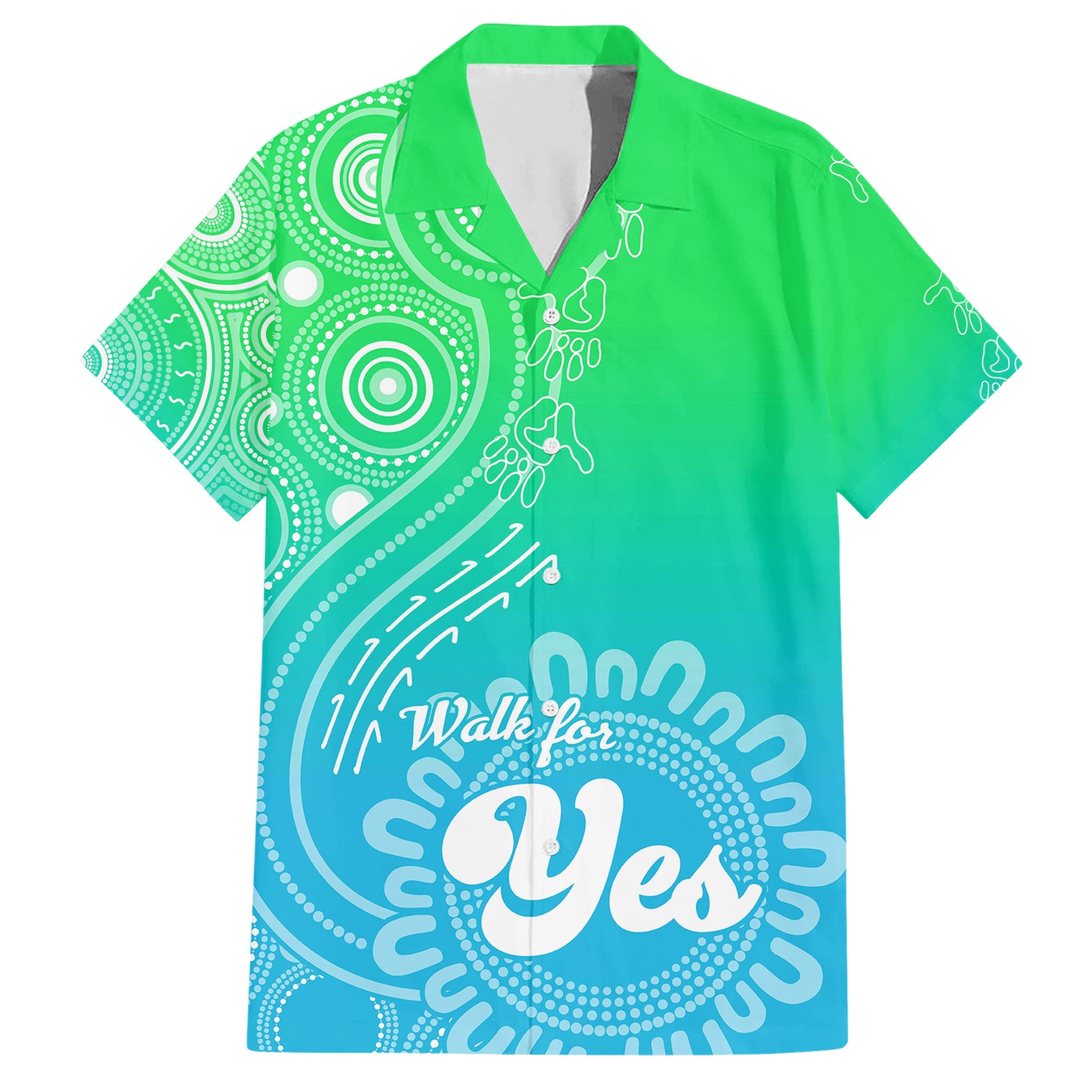 personalised-australia-walk-for-yes-family-matching-short-sleeve-bodycon-dress-and-hawaiian-shirt-indigenous-voice-2023-aboriginal-green-vibe