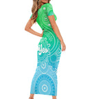 personalised-australia-walk-for-yes-family-matching-short-sleeve-bodycon-dress-and-hawaiian-shirt-indigenous-voice-2023-aboriginal-green-vibe