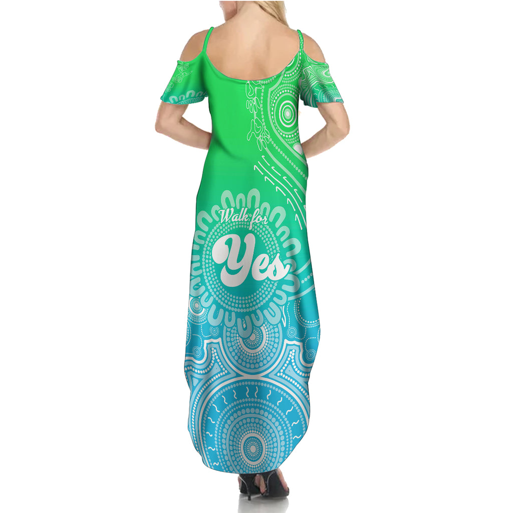personalised-australia-walk-for-yes-family-matching-summer-maxi-dress-and-hawaiian-shirt-indigenous-voice-2023-aboriginal-green-vibe