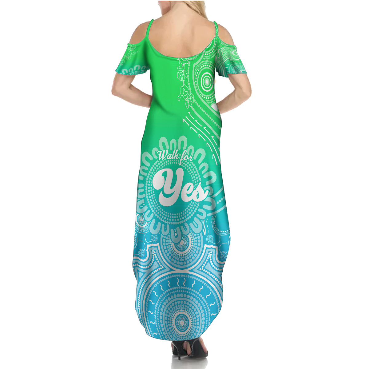 personalised-australia-walk-for-yes-family-matching-summer-maxi-dress-and-hawaiian-shirt-indigenous-voice-2023-aboriginal-green-vibe