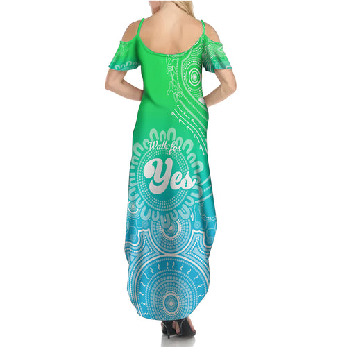 personalised-australia-walk-for-yes-family-matching-summer-maxi-dress-and-hawaiian-shirt-indigenous-voice-2023-aboriginal-green-vibe