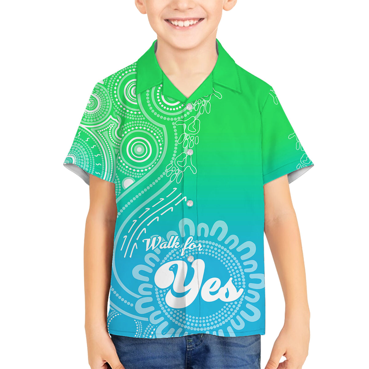 personalised-australia-walk-for-yes-family-matching-summer-maxi-dress-and-hawaiian-shirt-indigenous-voice-2023-aboriginal-green-vibe