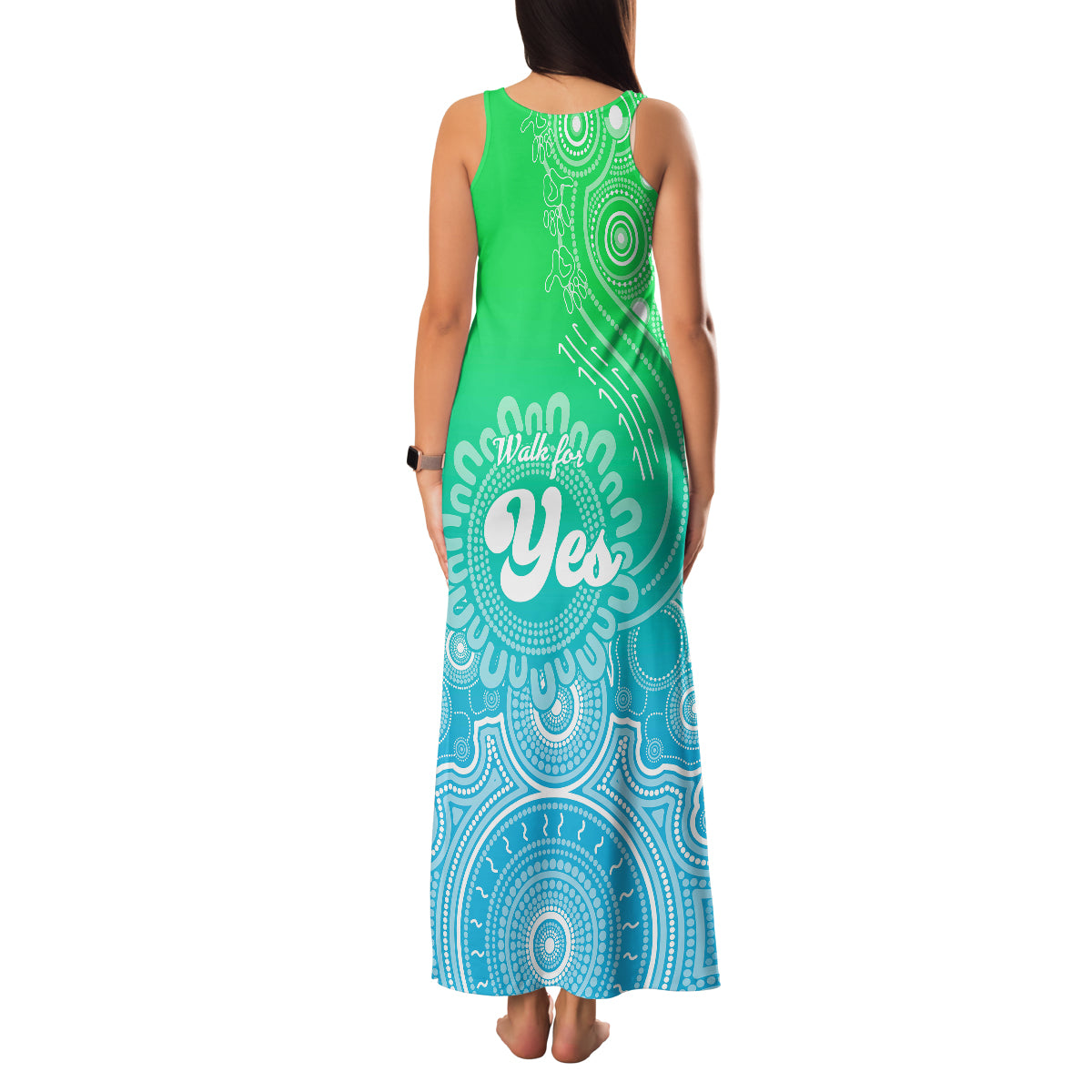 personalised-australia-walk-for-yes-family-matching-tank-maxi-dress-and-hawaiian-shirt-indigenous-voice-2023-aboriginal-green-vibe