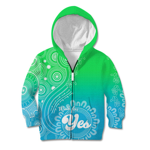 personalised-australia-walk-for-yes-kid-hoodie-indigenous-voice-2023-aboriginal-green-vibe