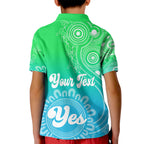 personalised-australia-walk-for-yes-kid-polo-shirt-indigenous-voice-2023-aboriginal-green-vibe
