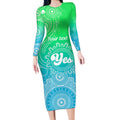 personalised-australia-walk-for-yes-long-sleeve-bodycon-dress-indigenous-voice-2023-aboriginal-green-vibe