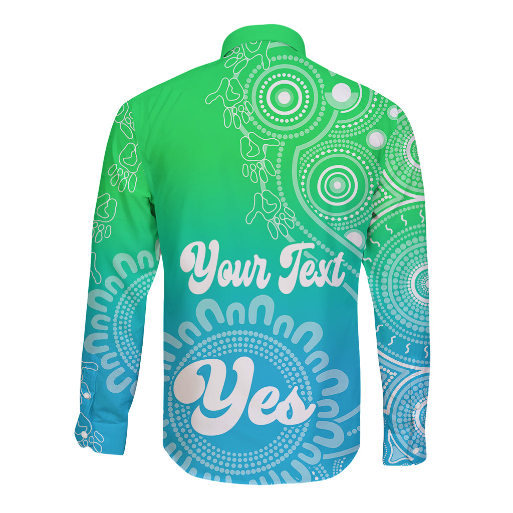 personalised-australia-walk-for-yes-long-sleeve-button-shirt-indigenous-voice-2023-aboriginal-green-vibe
