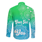 personalised-australia-walk-for-yes-long-sleeve-button-shirt-indigenous-voice-2023-aboriginal-green-vibe